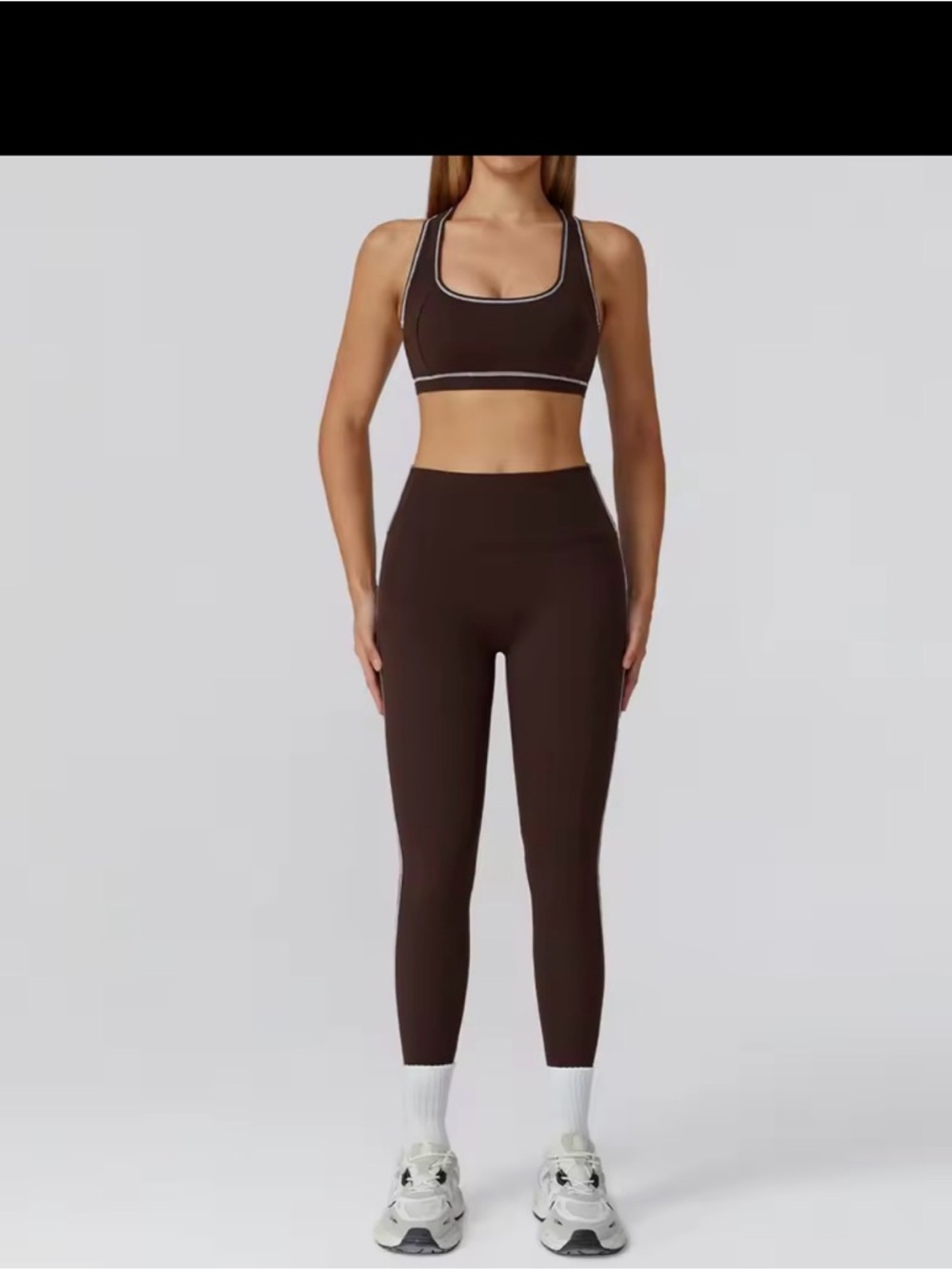 Gym shark High-Waist Chocolate Brown Top and Legging set Women